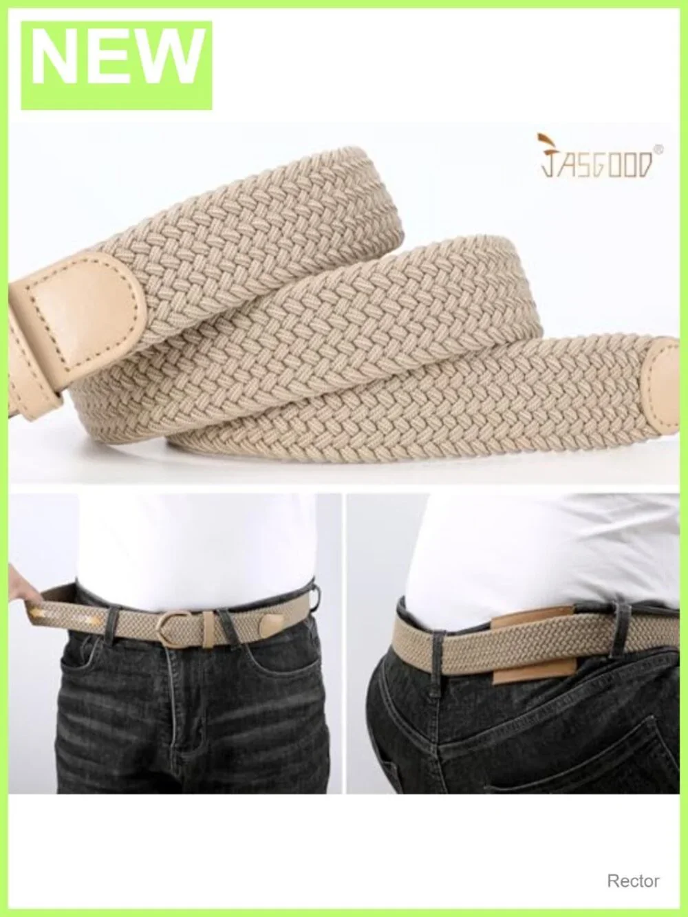 Braided Fabric Stretch Belt Leather Covered Buckle Canvas Adjustable Women